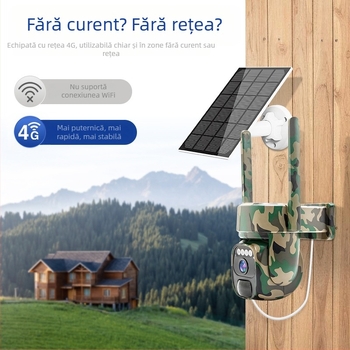Cameră de supraveghere solară pentru acasă, telefon mobil, telecomandă, HD, vedere nocturnă panoramică, cameră wireless impermeabilă pentru exterior, cu telecomandă,