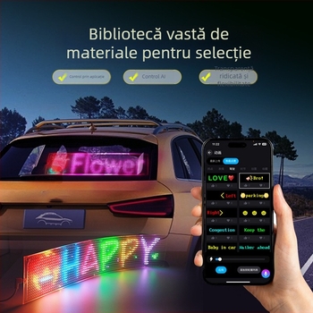 Ecran auto transparent inteligent cu LED-uri flexibile, ecran derulant, auto, fereastră spate, publicitate, emoticon, autocolant auto inteligent
