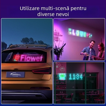 Ecran auto transparent inteligent cu LED-uri flexibile, ecran derulant, auto, fereastră spate, publicitate, emoticon, autocolant auto inteligent