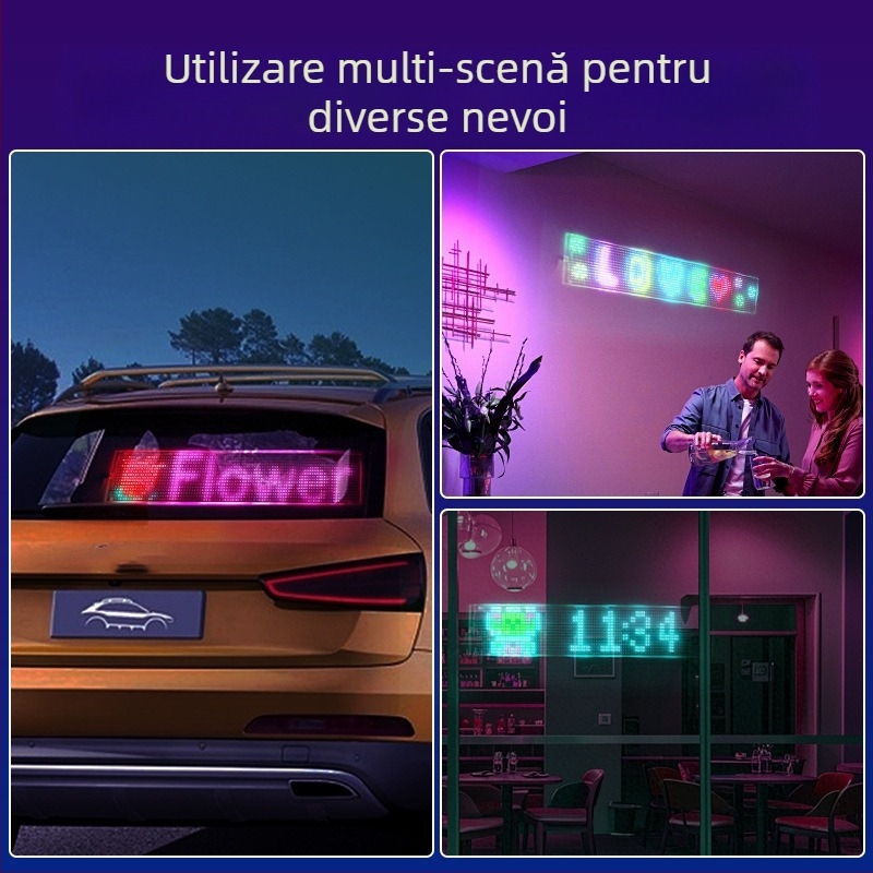 Ecran auto transparent inteligent cu LED-uri flexibile, ecran derulant, auto, fereastră spate, publicitate, emoticon, autocolant auto inteligent