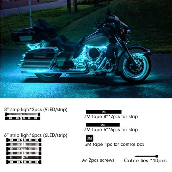 Lumină de atmosferă pentru motociclete, vânzare transfrontalieră, cu lumină RGB Fantasy, control prin aplicație Bluetooth, cu control al atmosferei pentru motociclete