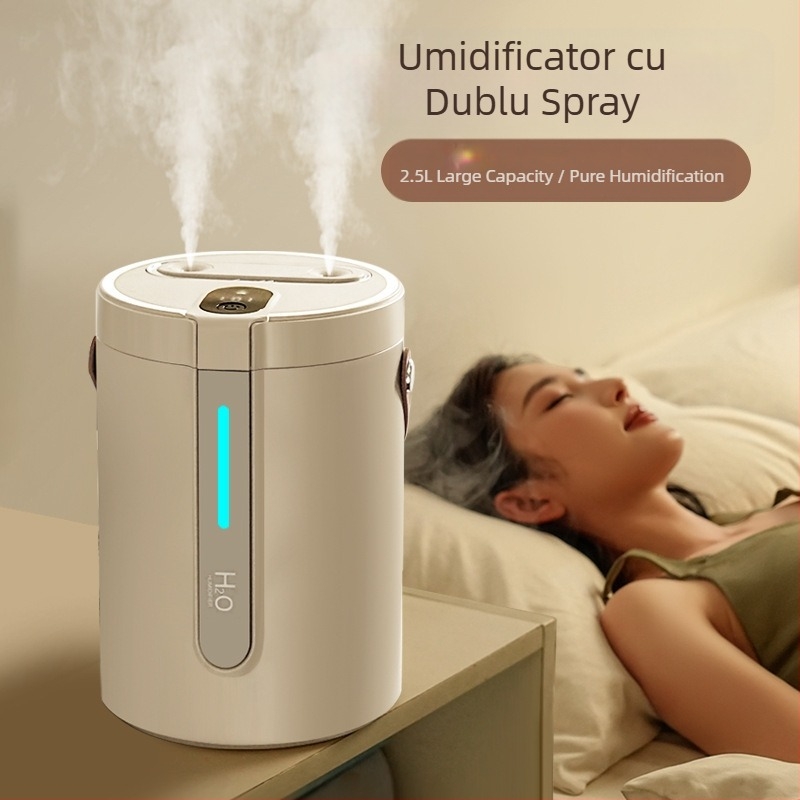 Umidificator pentru dormitor, umidificator mic de birou, uz casnic, spray mare, capacitate mare, umidificator de aer silențios pentru dormitor