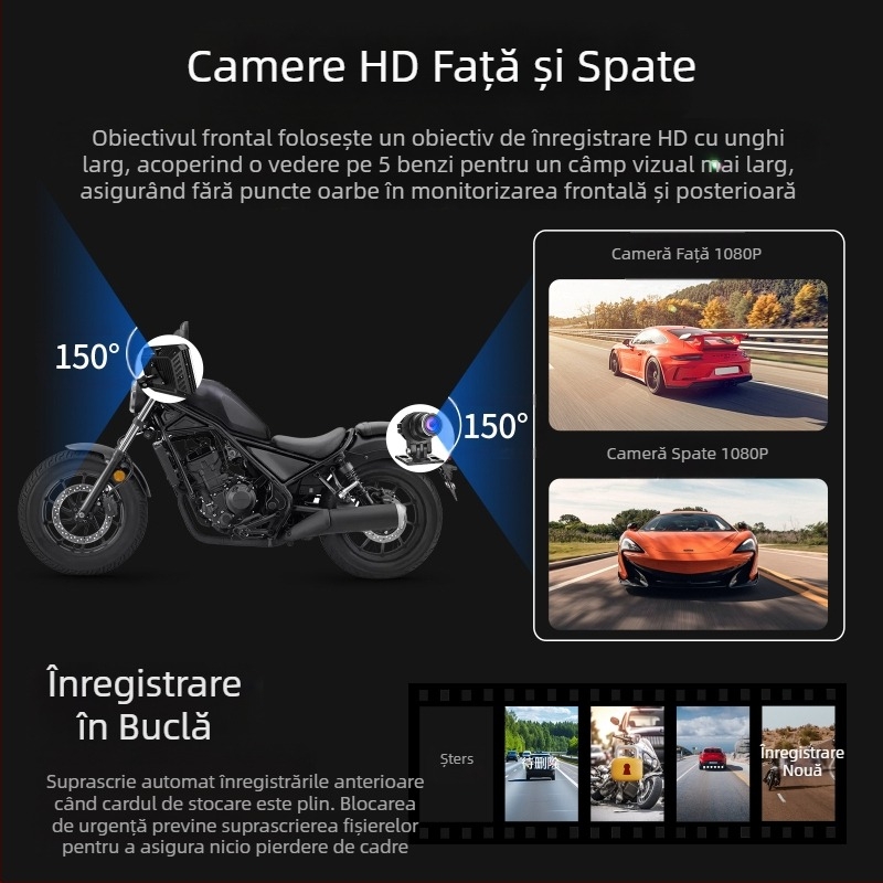 5,5 inch motocicleta conducere recorder wireless Carplay ecran de proiecție navigare anvelope presiune detectare față și spate lentile duble