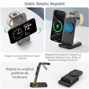 Potrivit pentru încărcătorul wireless Apple, trei în unu, cu aspirație magnetică, pliabil, portabil, încărcare rapidă, căști pentru telefon mobil, ceas, încărcare wireless