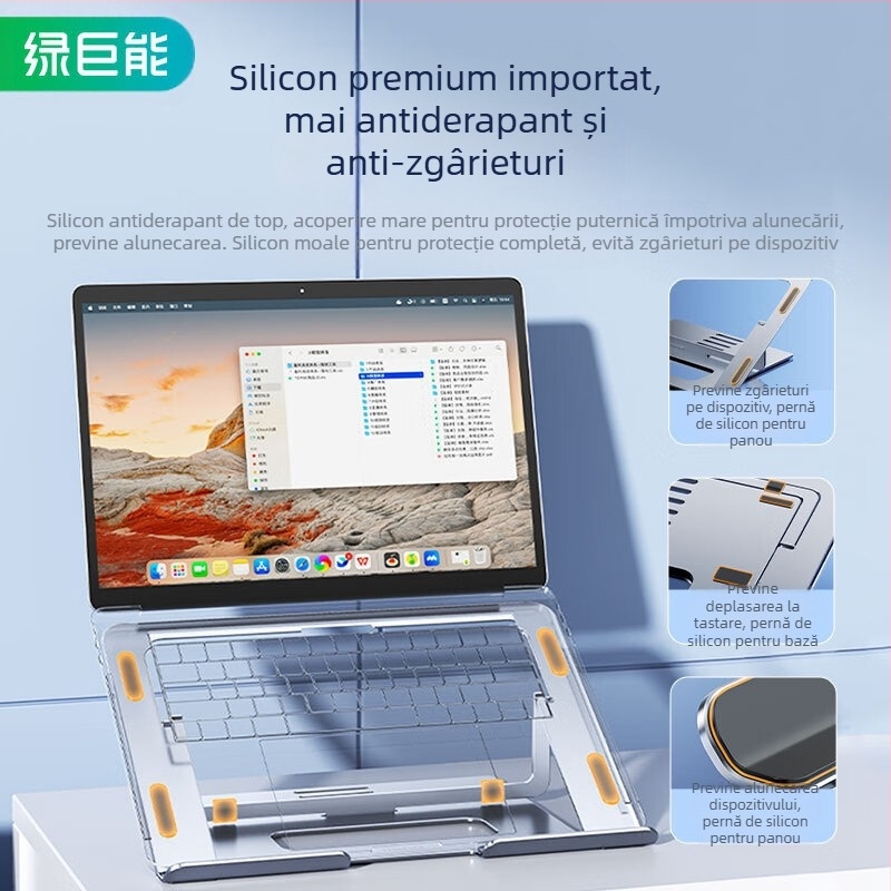 Suport laptop din aliaj de aluminiu Green Giant (Llano) cu ridicare verticală pentru radiator