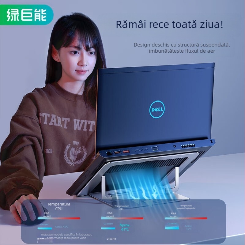 Suport laptop din aliaj de aluminiu Green Giant (Llano) cu ridicare verticală pentru radiator