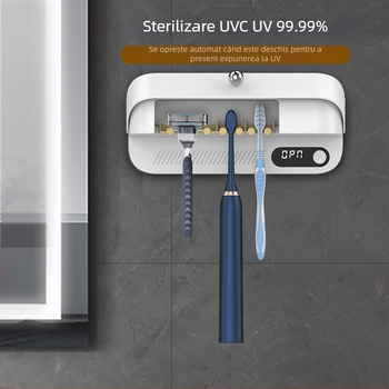 Aparate de ras sterilizat cu periuță de dinți cu uscare ultravioletă și aer, cu 4 rafturi de depozitare, instalare fără unghii, aparate de ras transfrontaliere