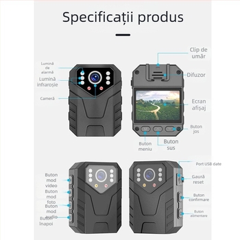 Cameră de supraveghere video 4K HD, multifuncțională, rezistentă, wireless, impermeabilă, cu clips pentru spate, pentru patrulare, pentru aplicarea legii