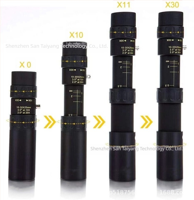 Telescop monocular cu zoom 10-30 × 25, telescop metalic de înaltă definiție, portabil, pentru exterior, producători, en-gros