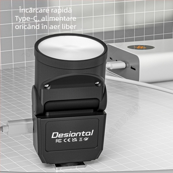 Bliț retro mini, selectat cu grijă, pentru cameră mirrorless, lumină externă pe cameră, cu pată fierbinte, lumină de umplere portabilă pentru fotografie