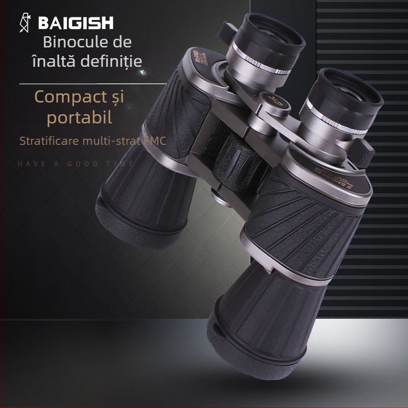 Telescop Beigoss bicolor 10X50CR cu tub dublu, HD de mare putere, pentru concerte, călătorii, în aer liber, în condiții de lumină slabă, vedere nocturnă