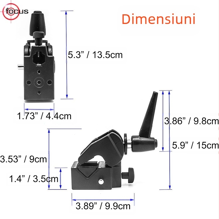 Accesorii pentru echipamente fotografice Focus, clemă de fixare a camerei, clemă universală pan-tilt, clemă de birou tip C, clemă puternică tip Hawkmouth, tip U