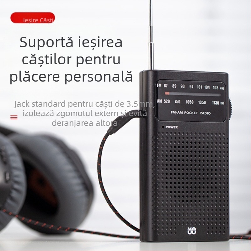 Radio portabil W-908, radio de înaltă fidelitate, bandă completă FM/AM, radio de buzunar cu vârf pentru vârstnici