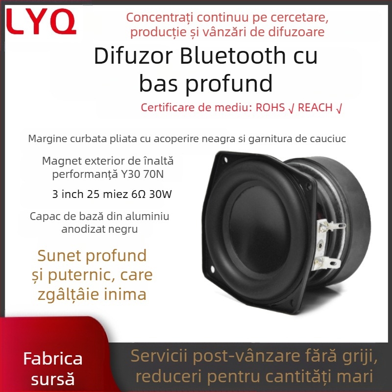 Margine de cauciuc curbată pozitivă de 3 inch, subwoofer magnetic extern de 30 wați, 25 de miezuri, 6 ohmi, 70 de boxe Bluetooth magnetice, producător de boxe