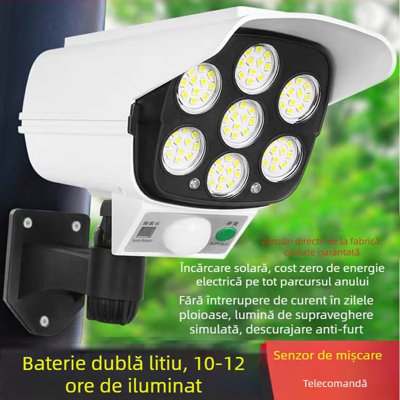 Lampă de monitorizare cu simulare solară cu telecomandă transfrontalieră, lampă stradală cu inducție, lampă de perete, lampă de grădină cu LED, cameră falsă, lampă anti-furt