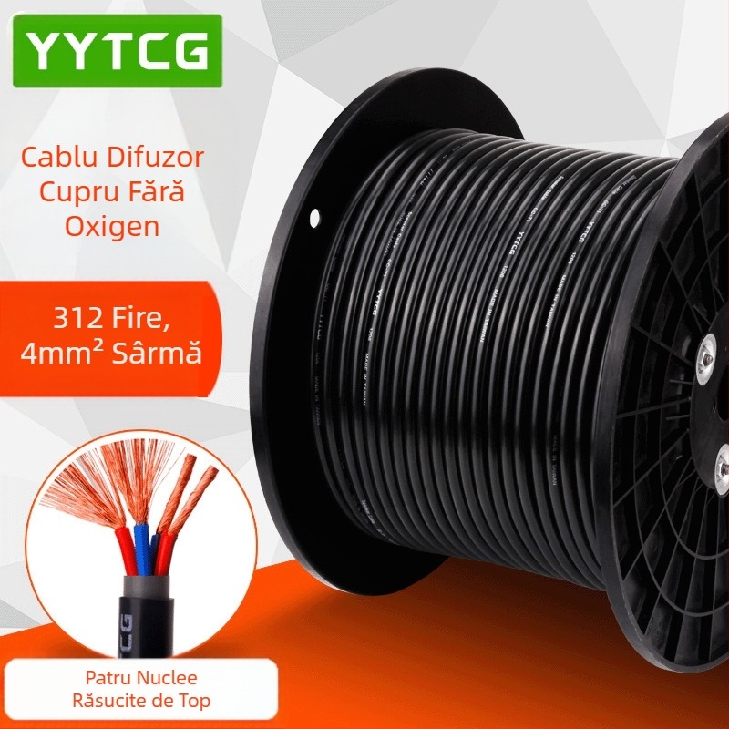 Cablu de difuzor din cupru fără oxigen, rezistent la febră, inginerie de cabluri pentru difuzor, cablu audio surround, amplificator, cablu audio pentru difuzor, cablu slăbit