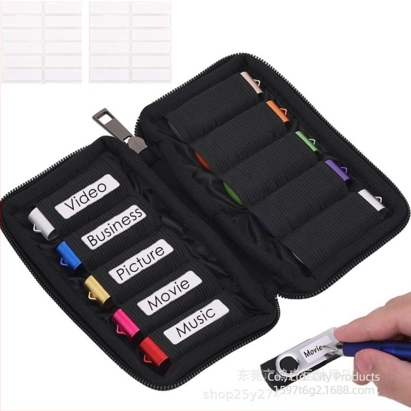 Husă de protecție neagră pentru unități USB Flash Drive, cu 6 carduri, stocare portabilă, U Disc, geantă de afaceri, 10 carduri, capacitate mare, husă USB Flash Drive, husă de protecție neagră