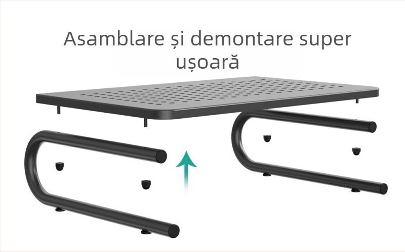 Suport elevat pentru monitor de calculator de înaltă calitate, cu orificiu de răcire, picioare în formă de U, care pot depozita suportul pentru tastatură și computer, pe masă.