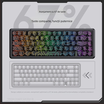Tastatură mecanică ONIKUMA G67 cu ax magnetic, contur lateral gravat, cu fir, RGB cu întârziere redusă, rată de interogare 8K, ax magnetic