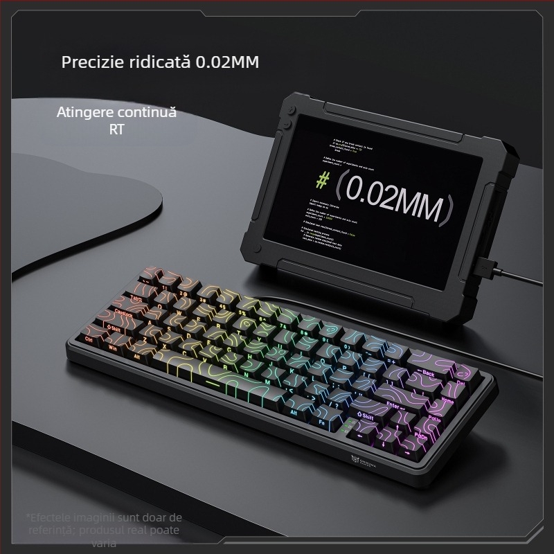 Tastatură mecanică ONIKUMA G67 cu ax magnetic, contur lateral gravat, cu fir, RGB cu întârziere redusă, rată de interogare 8K, ax magnetic