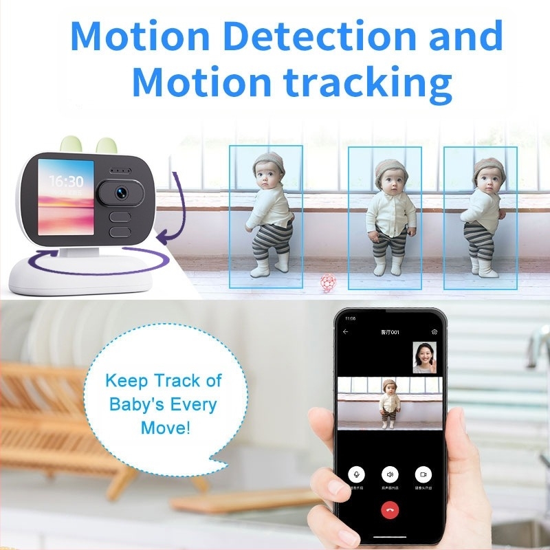 Cameră rotativă de interior pentru copii în vârstă, supraveghere video 4G WiFi cu monitor pentru ecran, telefon video