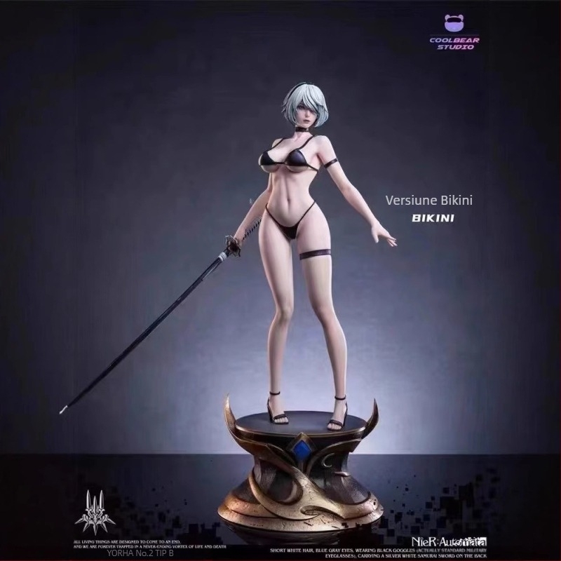 Nier:Automata Nier:Automata Cool Bear Swimsuit 2B Double-Head Sculpture Figure Model Gift