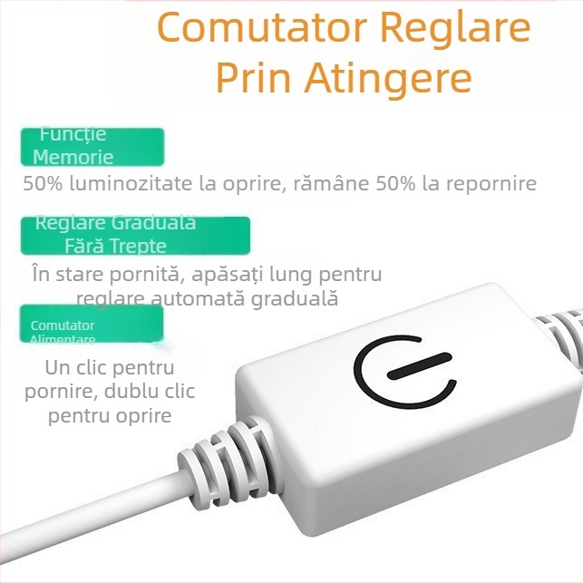 Bandă luminoasă LED USB cu senzor tactil, 5V/2835, pentru dulap, hol, noptieră, senzor tactil