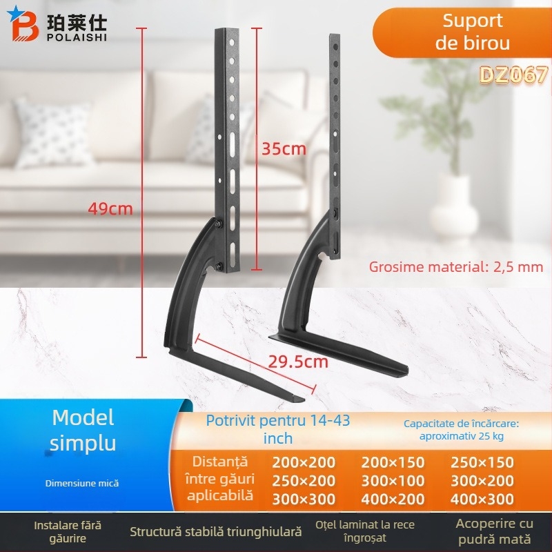 Suport TV universal de 32-75 inch pentru trepied, suport pentru birou, suport pentru trepied, fără perforații