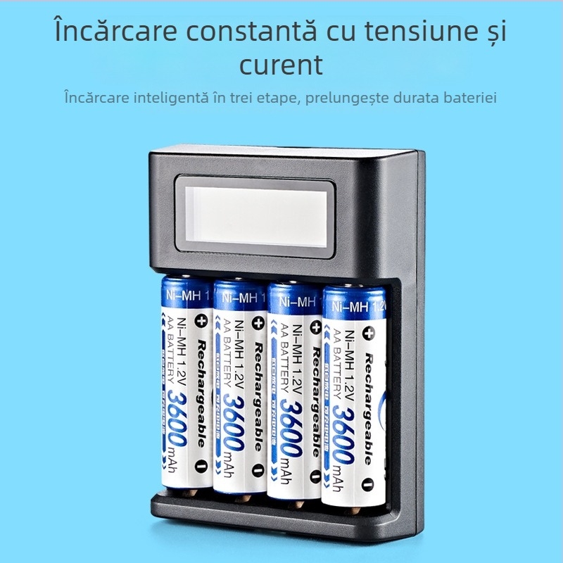 Încărcător ecran LCD nr. 5 nr. 7 Baterie reîncărcabilă Nimm Ni-Mh de mare capacitate 1.2V 4 sloturi Încărcare rapidă inteligentă USB