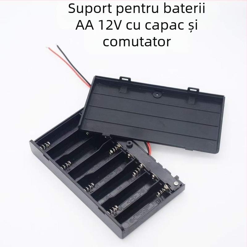 Cutie de baterii nr. 5 cu 8 întrerupător și mufă SM, cutie de baterii nr. 5 cu 8 baterii A6V, bandă luminoasă LED pentru dulap de baie