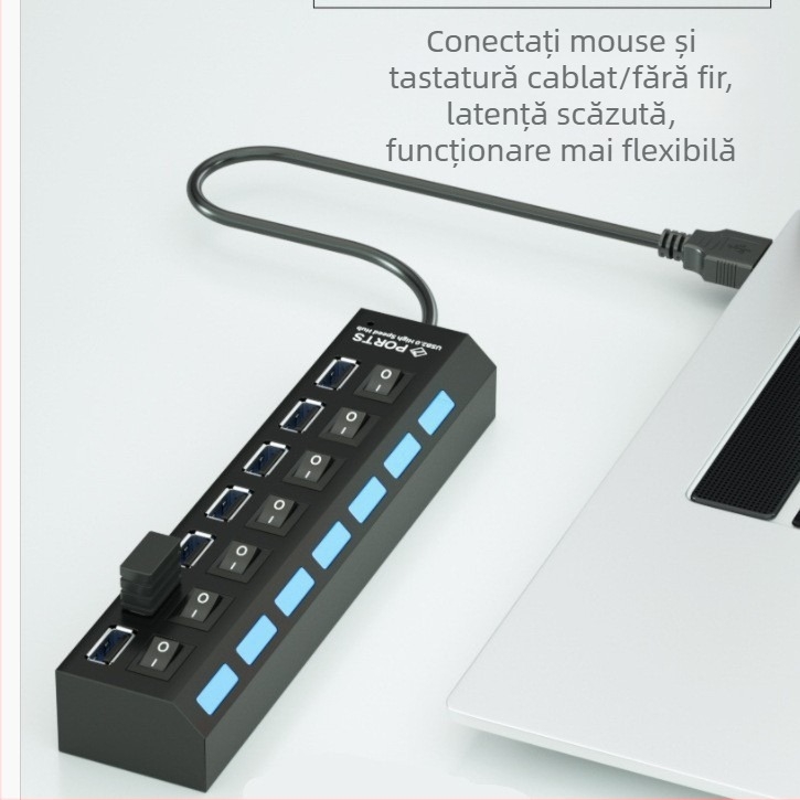 Hub cu 7 porturi, Splitter cu 7 porturi, Hub cu 7 porturi cu comutator independent și hub de lumină, Extender cu 7 găuri, Interfață multiplă