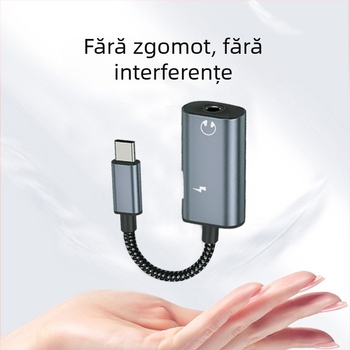 Potrivit pentru adaptor audio DAC digital de tip C la 3,5 mm, adaptor PD compatibil cu încărcare rapidă pentru apeluri 2 în 1