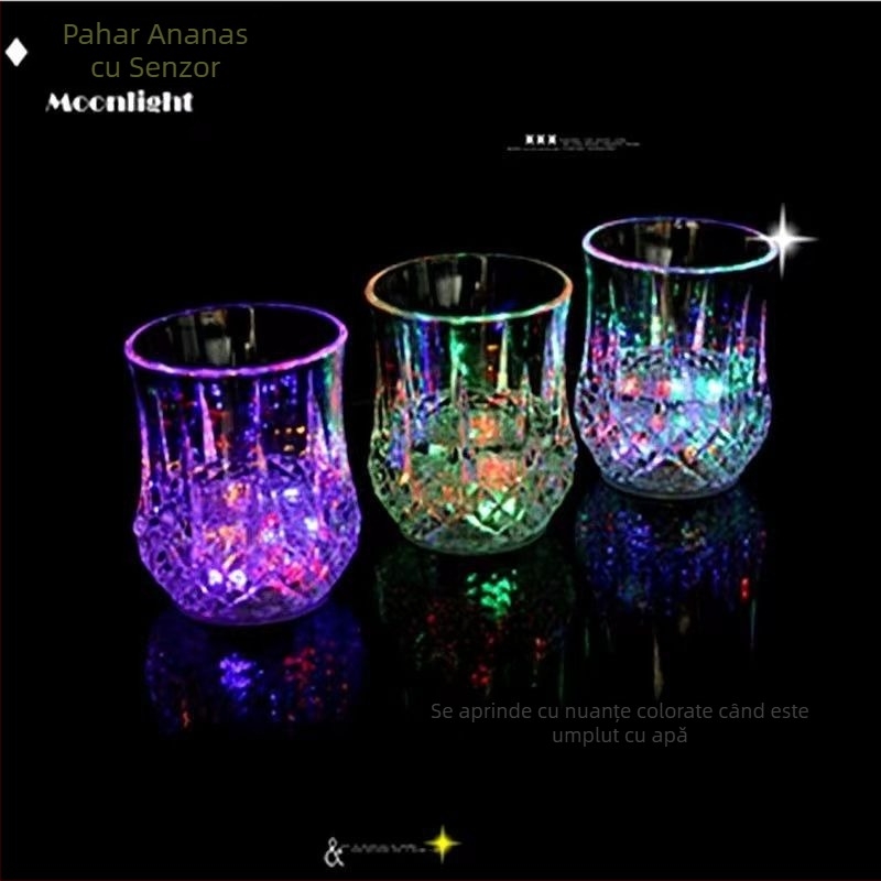 [7583 de persoane au colectat] Cană luminoasă colorată, cană de bere colorată cu senzor de apă, se aprinde și își schimbă culoarea când se toarnă apă