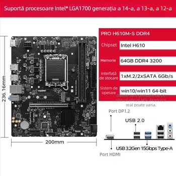 Placa de bază pentru computer desktop Micro/Star H610M-S suportă 12100 12400 13400