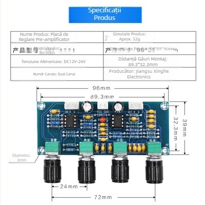 Placă amplificator digital A901, placă de ton de potrivire, placă de ton DC, placă de reglare a tonurilor înalte și joase, placă de preamplificare