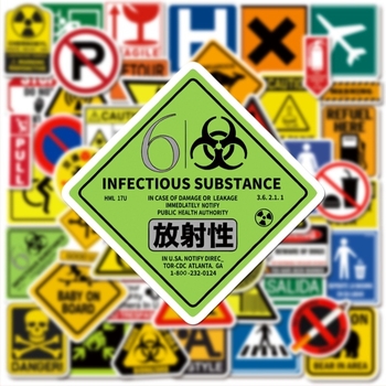 50 de autocolante cu semne de avertizare, semne de avertizare, logo-uri, decorațiuni pentru skateboard, pahare de apă, autocolante graffiti impermeabile