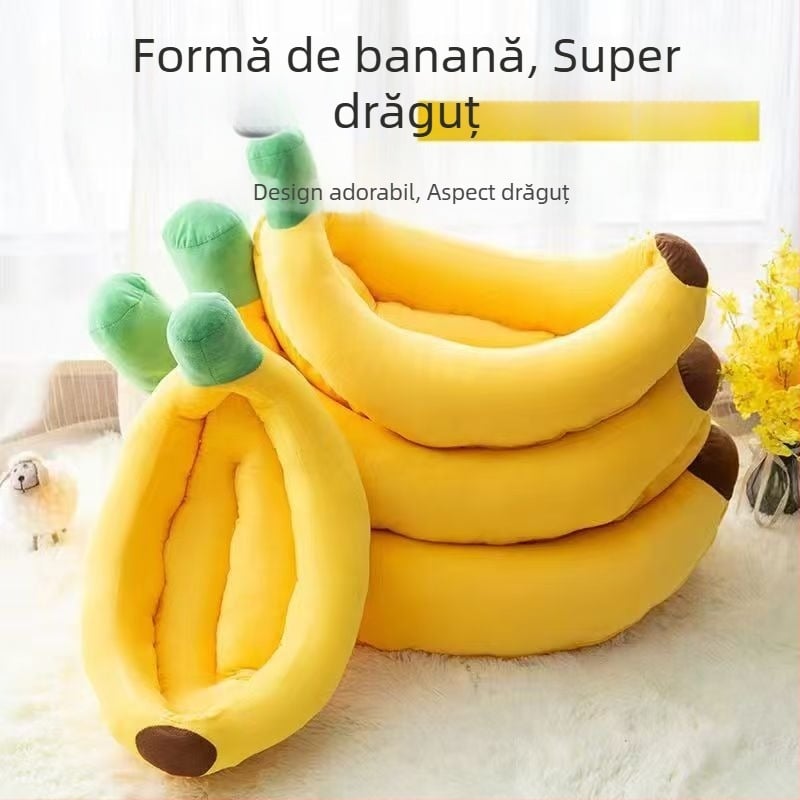 Cuib de banane pentru animale de companie, canapea extensibilă mare, drăguță, pentru pisică, pisoi, pentru iarnă, patru anotimpuri, pernă universală pentru canisă, cuib cald pentru animale de companie