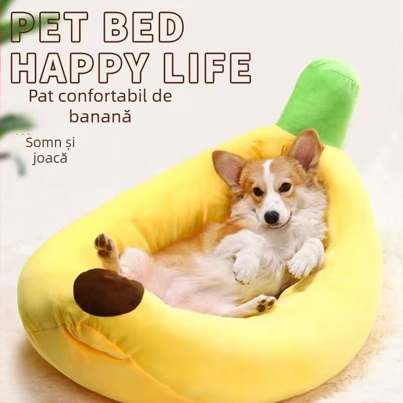 Cuib de banane pentru animale de companie, canapea extensibilă mare, drăguță, pentru pisică, pisoi, pentru iarnă, patru anotimpuri, pernă universală pentru canisă, cuib cald pentru animale de companie