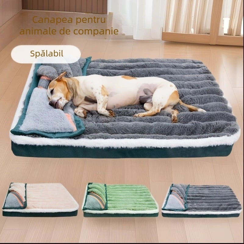 Canapea mare Amazon pentru câini, cuib pentru animale de companie cu pernă, covoraș de podea detașabil și lavabil, pentru patru anotimpuri, universal, pentru animale de companie