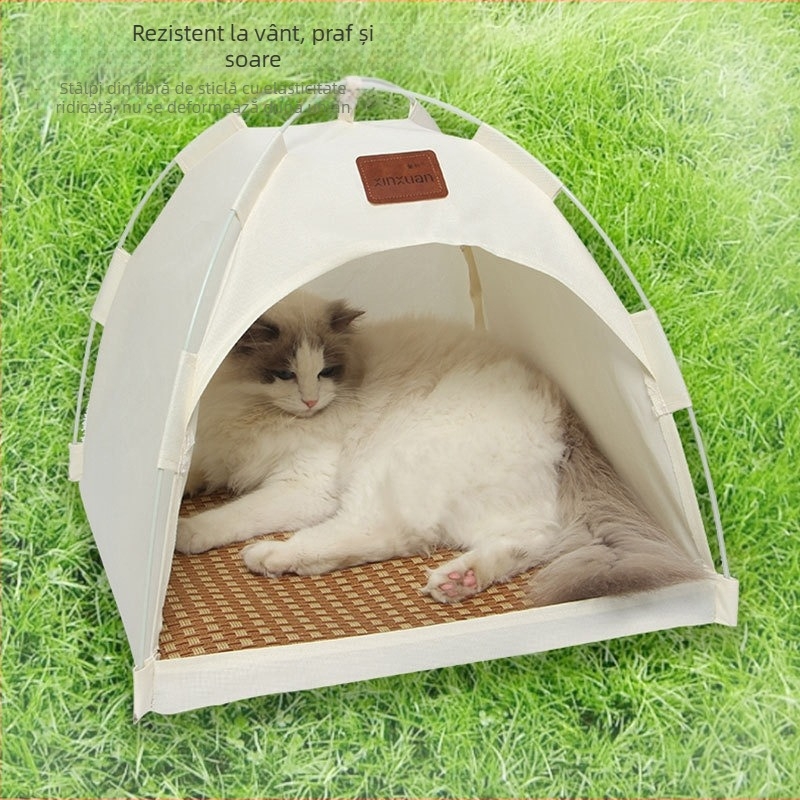 Vară respirabilă Pisică Casă Pisică Cuib În aer liber Pet Cort Cuib Detașabil și Lavabil Semi-Închis Convenabil Depozitare Pisică Cort Cameră