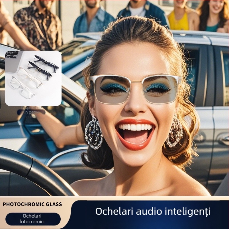 Ochelari audio inteligenți transfrontalieri noi GS13, ochelari Bluetooth cu schimbare de culoare, ochelari de navigare pentru apeluri muzicale anti-ultraviolete
