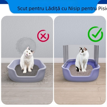 Husă anti-urină pentru pisici, îngroșată, din 4 piese, pentru așternut pentru pisici, cu deflecție pentru bazinul de gunoi pentru pisici, capac anti-stropire