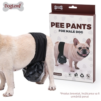 Sac de colectare a urinei pentru câini masculi, respirabil și impermeabil, lenjerie de corp automată pentru colectarea urinei pentru câini masculi, lenjerie de corp cu bandă elastică reglabilă pentru animale de companie