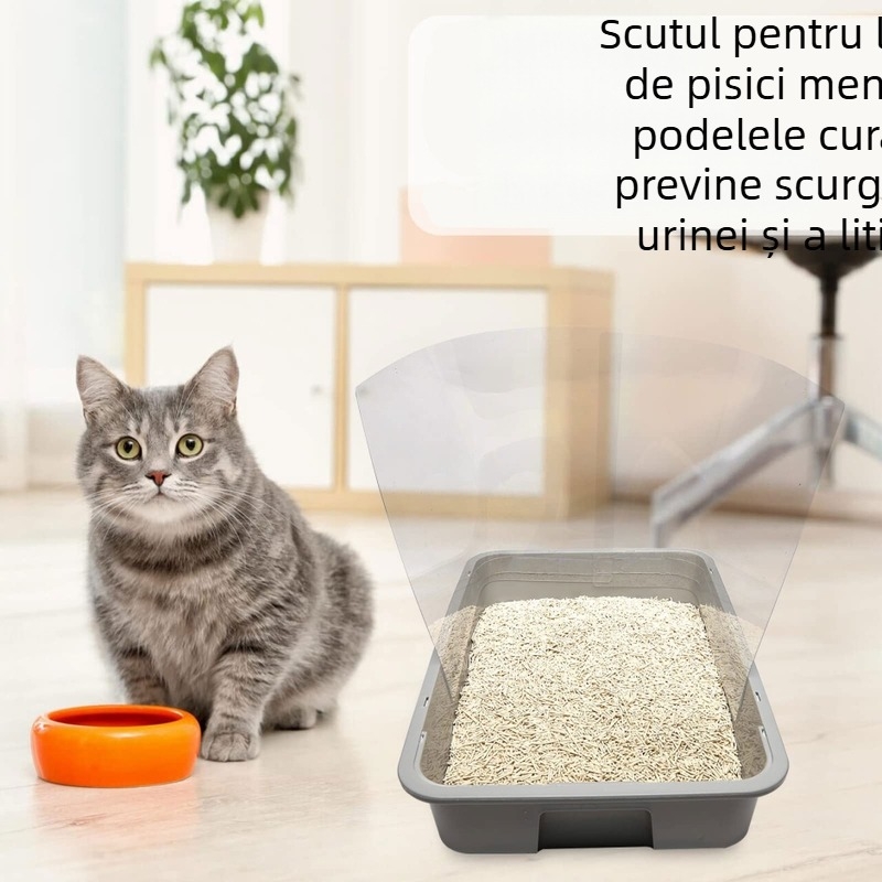 Husă anti-urină pentru pisici, îngroșată, din 3 piese, pentru așternut pentru pisici, cu deflecție pentru bazinul de gunoi pentru pisici, capac anti-stropire