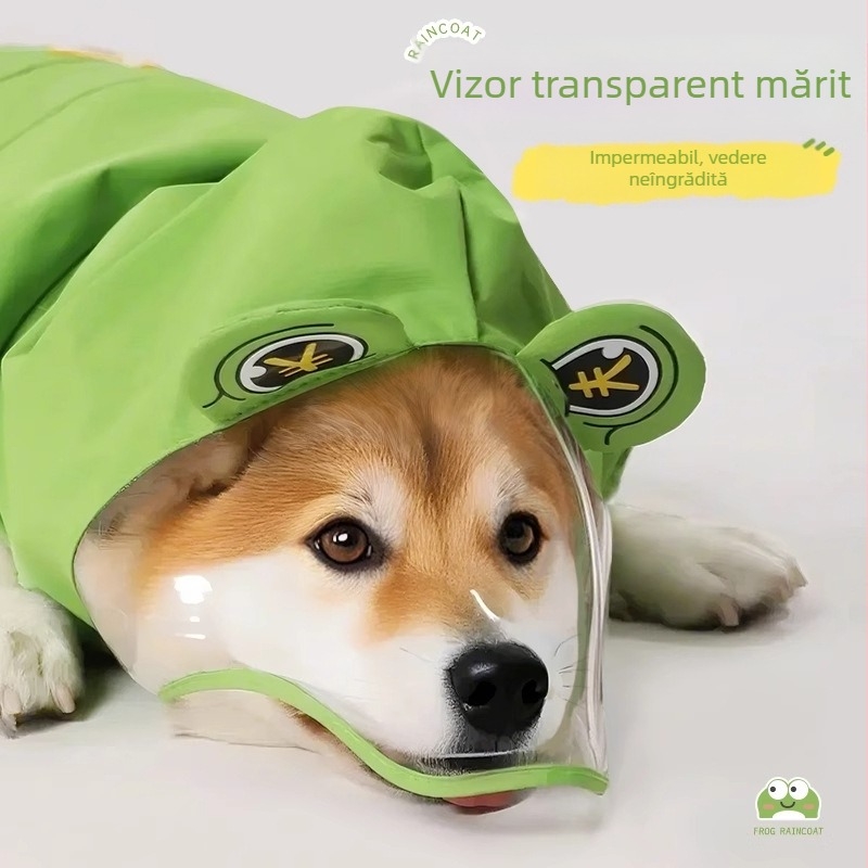 Shiba Inu impermeabil Corgi broască pelerină de vară cățeluș câine de talie mică și mijlocie impermeabil și anti-murdar în aer liber animal de companie câine poncho
