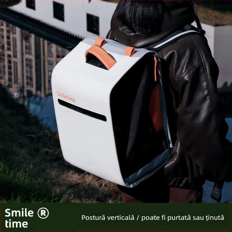 Rucsac portabil pliabil pentru animale de companie, Smile Time, cu capacitate mare, respirabil, pentru exterior, transport pisici