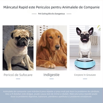 Hrănitor lent pentru animale de companie, dispozitiv anti-sufocare, bol din silicon anti-sufocare pentru hrănire lentă cu ventuză universală pentru pisici și câini, hrănire lentă anti-sufocare