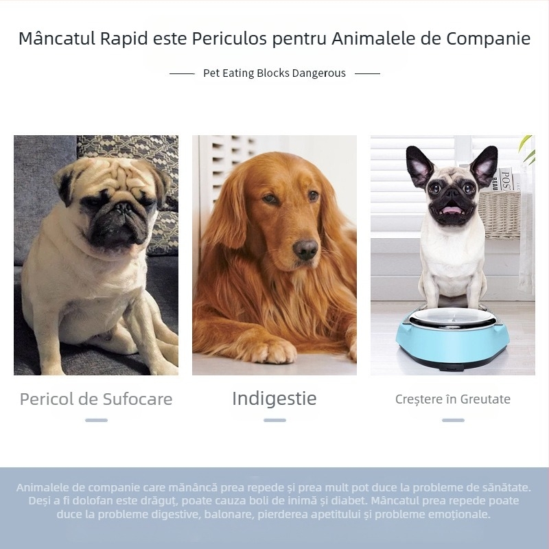 Hrănitor lent pentru animale de companie, dispozitiv anti-sufocare, bol din silicon anti-sufocare pentru hrănire lentă cu ventuză universală pentru pisici și câini, hrănire lentă anti-sufocare