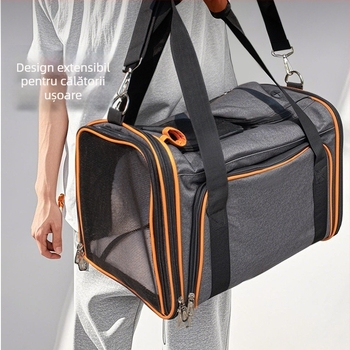 Geantă pentru pisici, rucsac portabil pentru pisici, pliabil, extensibil, cuib pentru animale de companie, respirabil, pătrat, extensibil, pentru câini