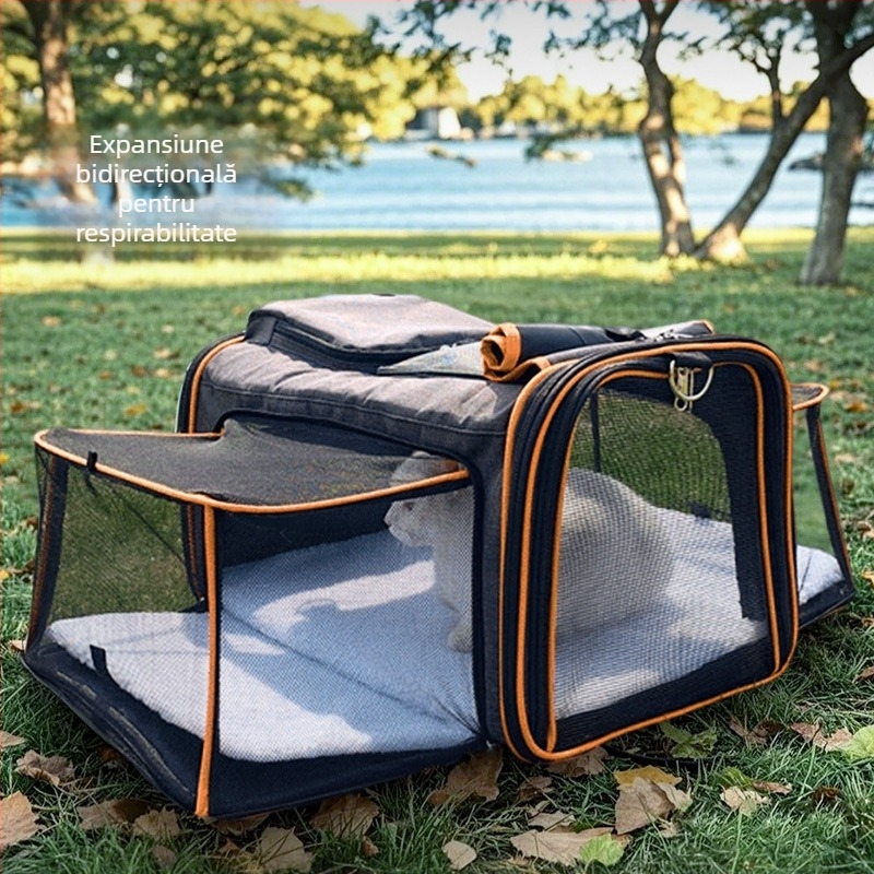 Geantă pentru pisici, rucsac portabil pentru pisici, pliabil, extensibil, cuib pentru animale de companie, respirabil, pătrat, extensibil, pentru câini